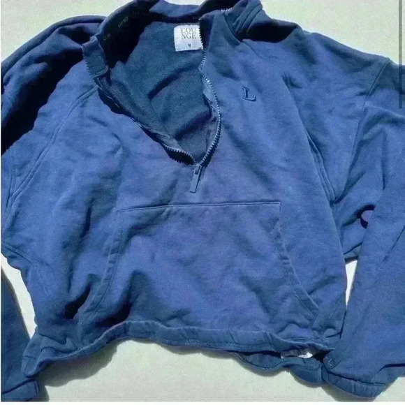 NEW Loungewear Varsity Quarter Zip Sweater Navy Size S - Picture 2 of 8